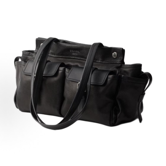 PRADA metal accessory single-shoulder bag, medium-sized for women